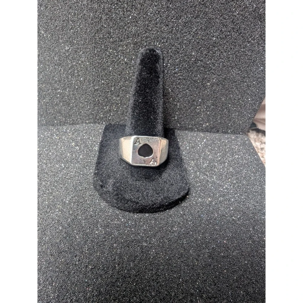 Silver Toned Ace Of Spades Ring - Size‎ 9.5